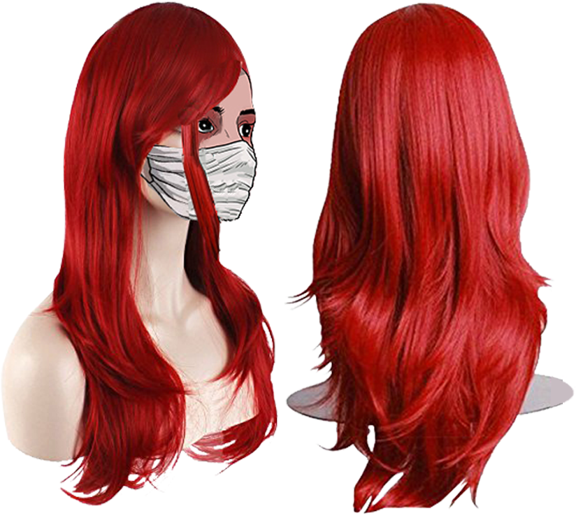 Cosplay Wigs Full Head Wig With Bangs Curly Wave Straight (1000x1000), Png Download