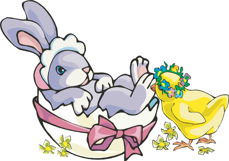 Easter Bunny Clipart Chick - Easter Bunny And Chick Clipart (750x528), Png Download