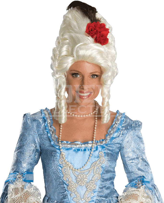 Marie Antoinette Red Roses Wig - Marie Antoinette Wig With Red Rose Costume Accessory (850x850), Png Download
