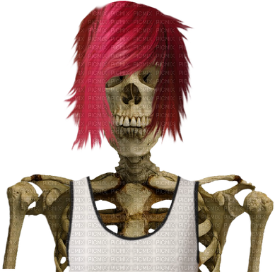 Kaz Creations Halloween Skeleton With Wig - Skeleton With Red Hair (400x384), Png Download