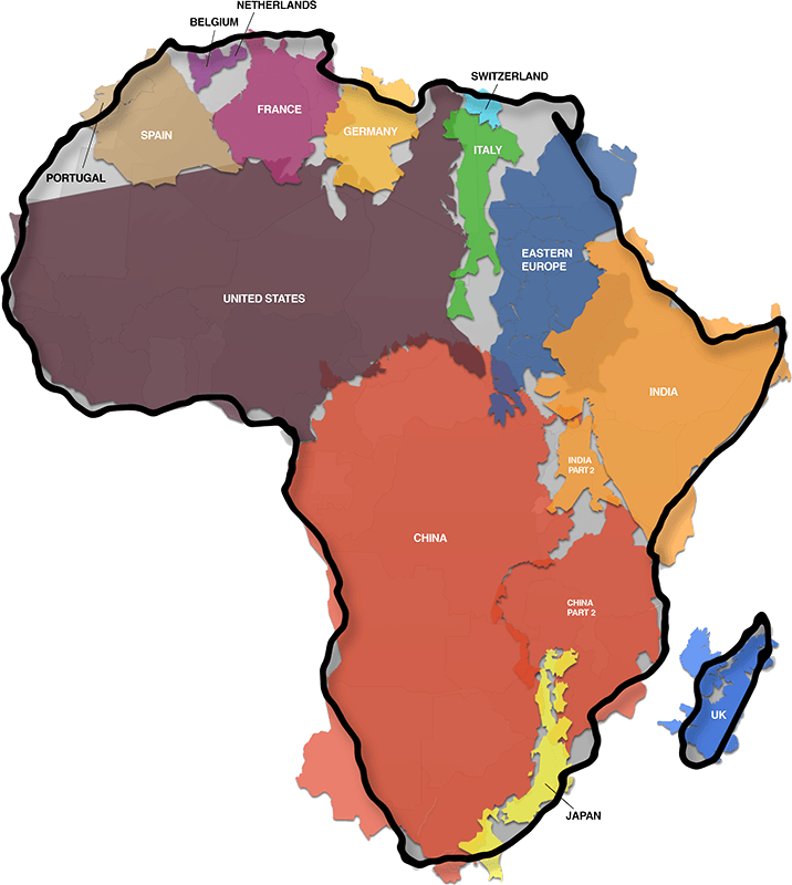 Post Navigation - True Size Of Africa (716x800), Png Download
