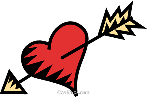 Corazón Con Una Flecha A Través De Ella Libres De Derechos (480x317), Png Download
