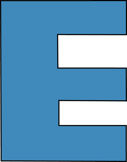 Blue Alphabet Letter E Clip Art Blue Alphabet Letter - Capital Letter E Clipart (431x550), Png Download