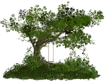 Bending Tree With Swing - Transparent Floral Swing Png (400x309), Png Download