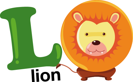 L For Lion Kids Sticker - Letra L De Animales (457x283), Png Download