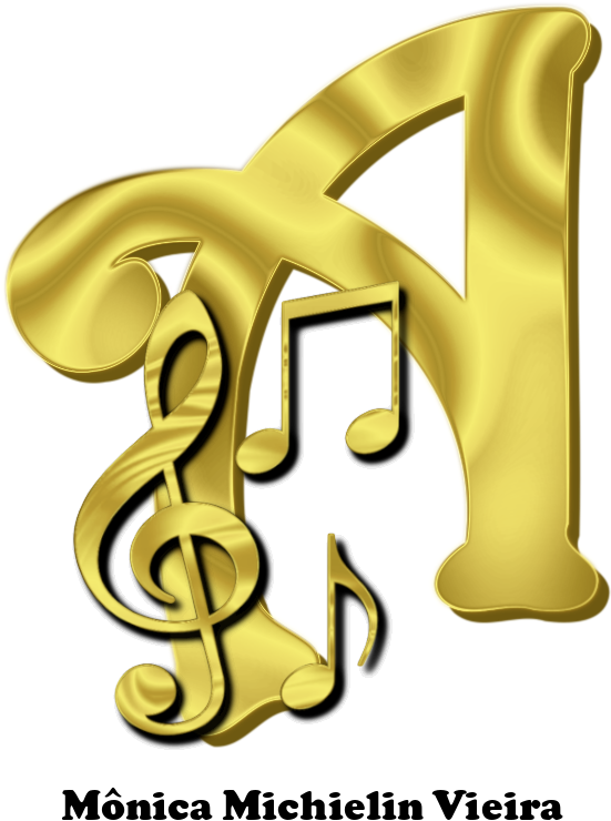 Alfabeto Dourado Com Notas Musicais Em Png - Calligraphy (800x800), Png Download