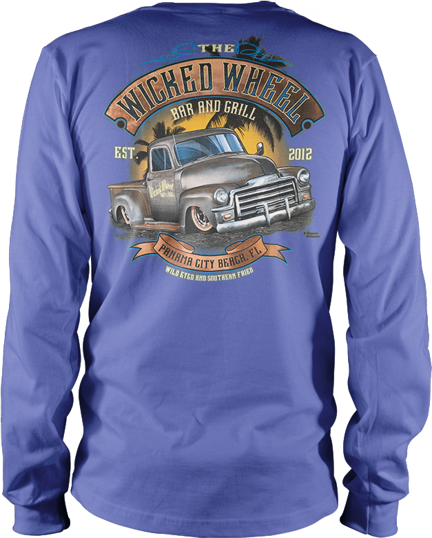 Truck - Blue - Comfort Colors - Long Sleeve - Biker's Prayer - Motorcycle T-shirts & Long Sleeve (721x900), Png Download