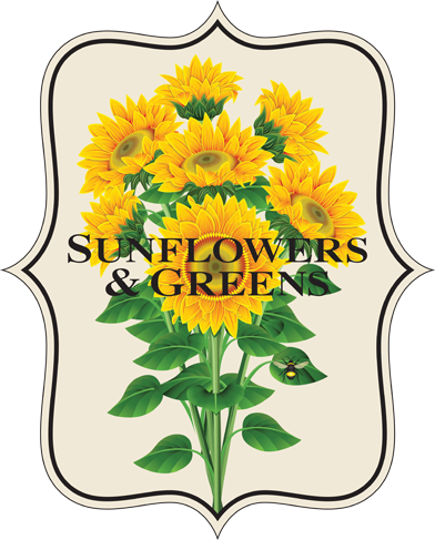 Sunflowers And Greens (392x487), Png Download