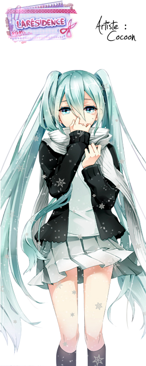 Anime, And Blue Image - Hatsune Miku (295x750), Png Download