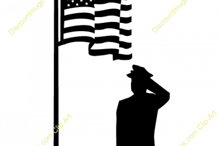 Soldiers Clipart Salute - Soldier Saluting Silhouette (450x300), Png Download