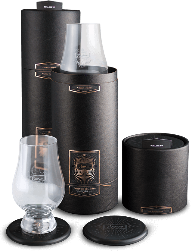 2 Flaviar Whisky Glasses & Coasters - Bottle (1142x850), Png Download