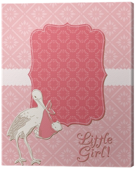 Baby Girl Arrival Card With Photo Frame In Vector Canvas - Child (400x400), Png Download