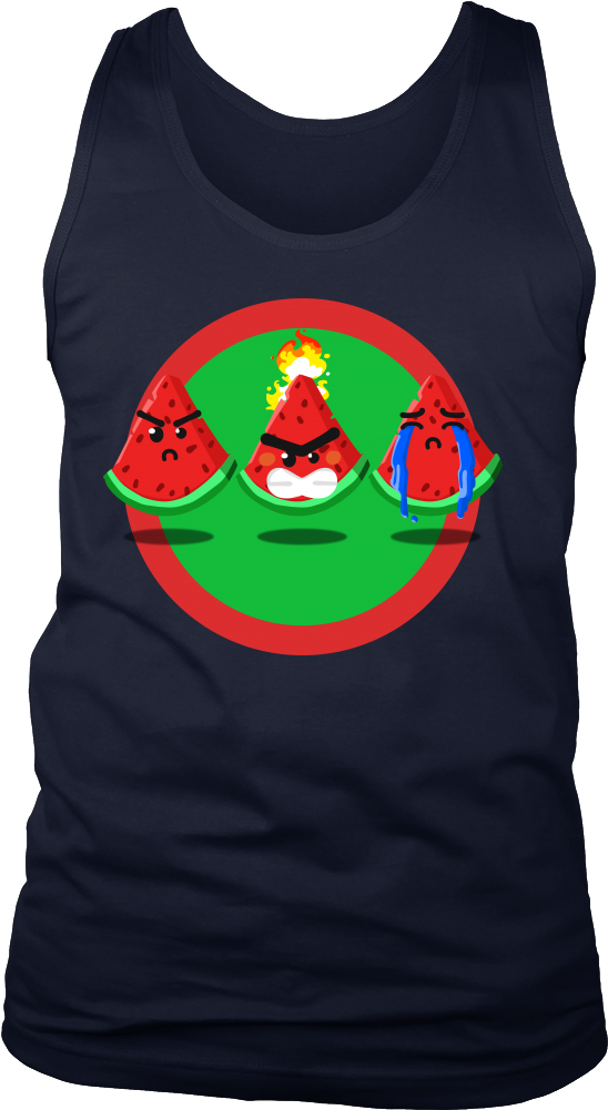 Funny Cartoon Fruit Feeling Mood Angry Watermelon Face - Office Party Planning Committee Shirt (1000x1000), Png Download