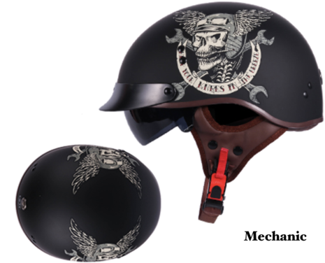 From Lucky Skull To Shura, We've Created These Beauties - Cascos Motos Vintage (480x439), Png Download