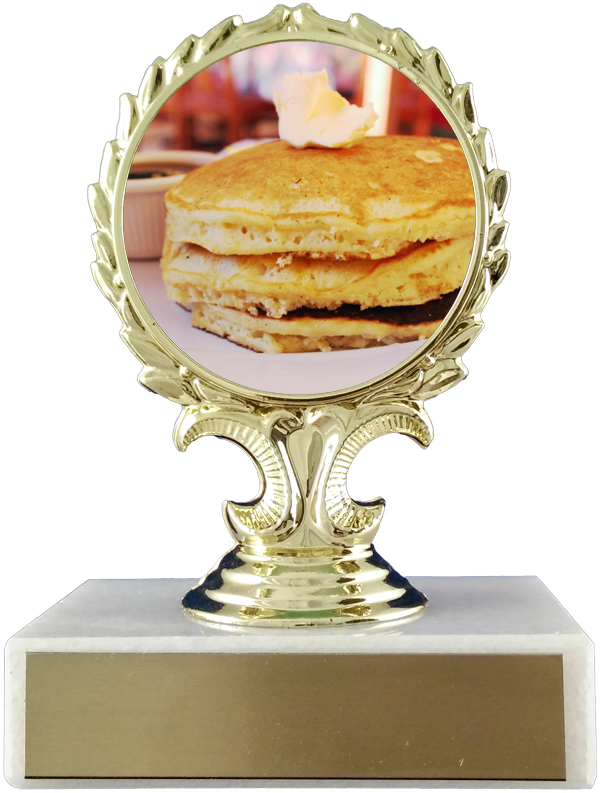 Pancake Trophy On Black Round Base - Marble (600x793), Png Download