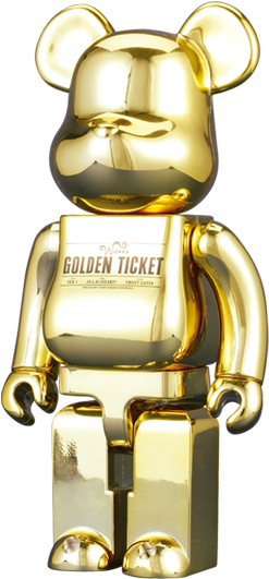Golden Ticket Bearbrick 400% - Bearbrick Golden Ticket (317x550), Png Download