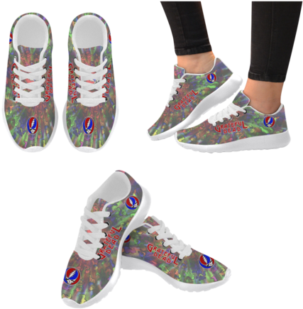 Grateful Dead Skull Sneakers - Golden Retriever Halloween White Sneakers For Women (480x480), Png Download