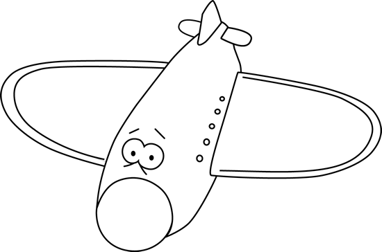 Black And White Cartoon Airplane Clip Art - Black And White Planes Cartoon (550x364), Png Download