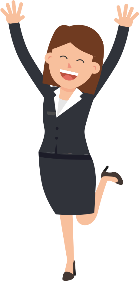 Open - Cartoon Woman Jumping For Joy (2000x1125), Png Download