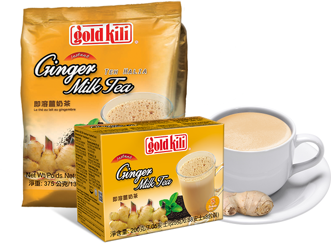 Instant Ginger Milk Tea Drink (8 Sachets) - Gold Kili (654x481), Png Download