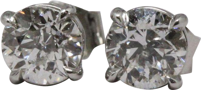 Diamond Platinum Stud Earrings (658x658), Png Download
