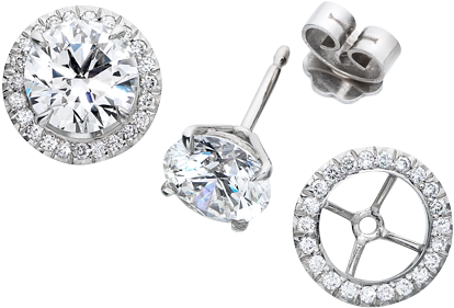 Diamond Studs With Detachable Diamond Surround Jackets - Amazon Collection Garnet Earring Jackets (473x460), Png Download