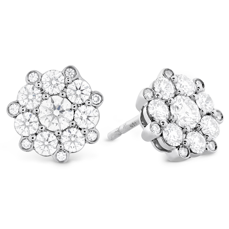 Beloved Cluster Diamond Stud Earrings - Hearts On Fire Beloved Cluster Diamond Earrings (1249x939), Png Download