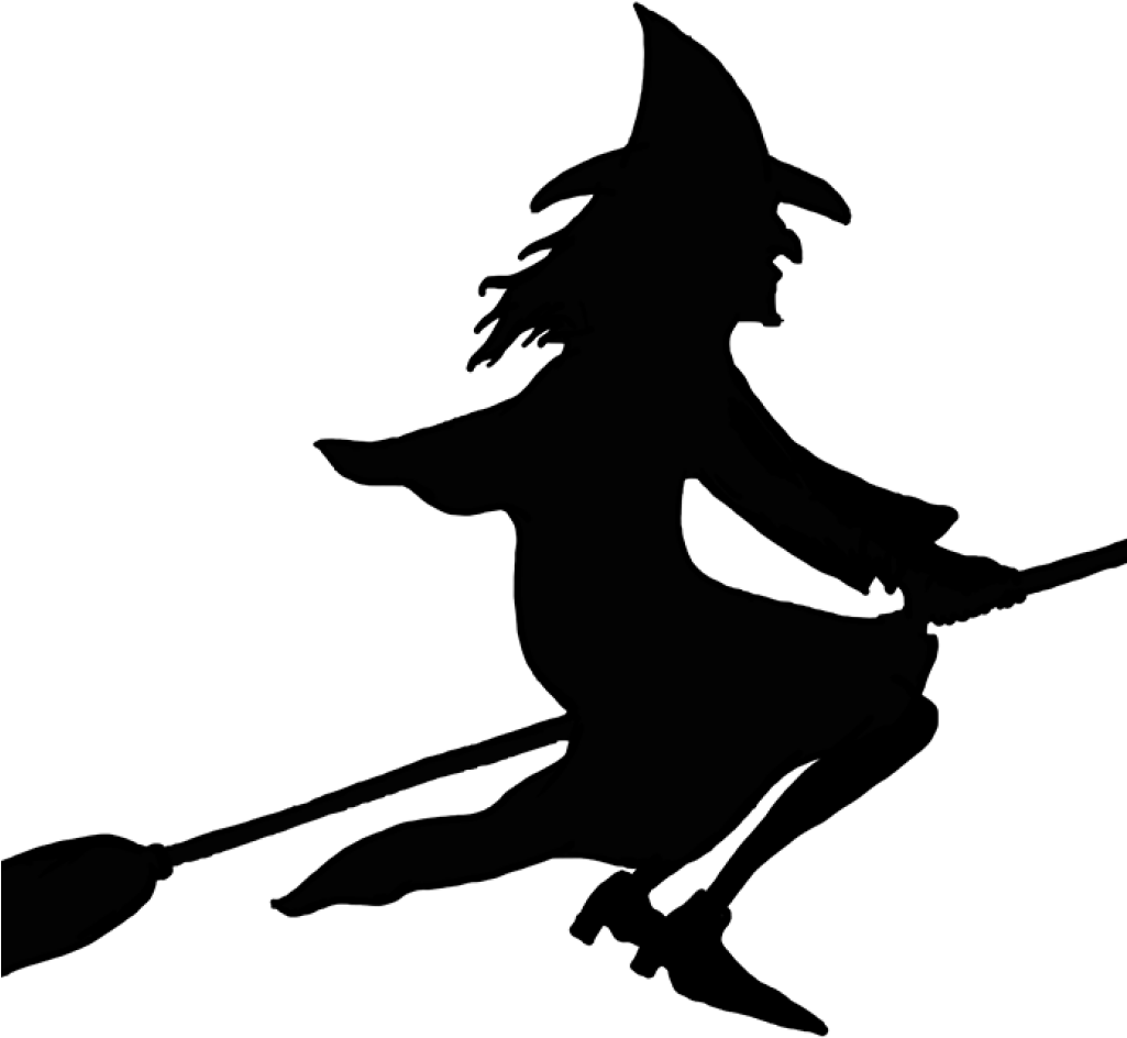 Witch On Broom Clipart Witch On Broomstick Silhouette - Transparent Background Witch Clipart (1024x1024), Png Download