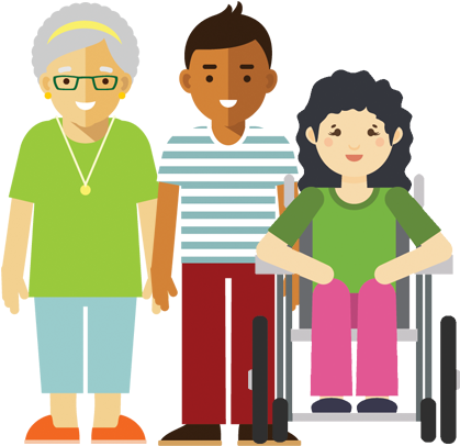 Illustration Showing A Group Of People Stood Side By - Disability (514x410), Png Download