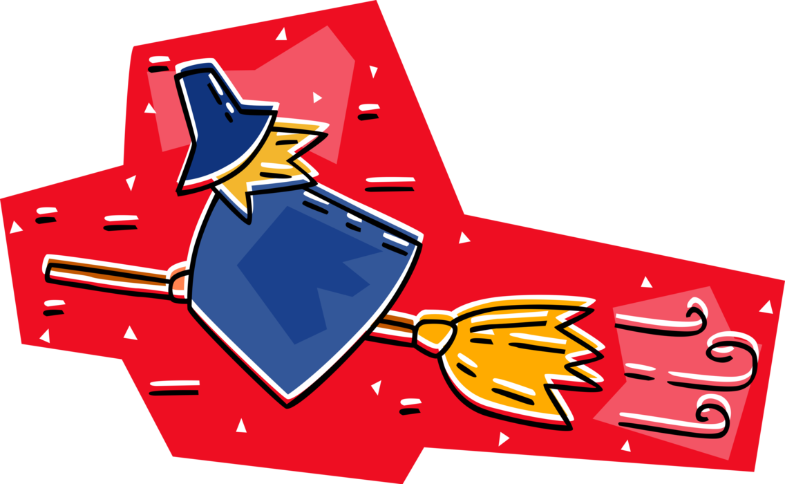 Vector Illustration Of Halloween Sorceress Witch Riding - Clip Art (1136x700), Png Download