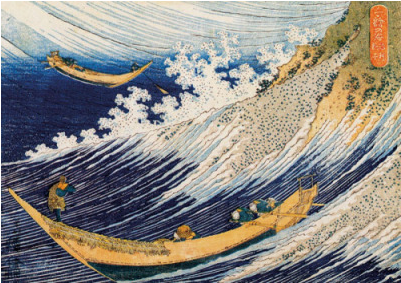 Ocean Waves Japanese Print - Katsushika Hokusai Wave Detail (450x317), Png Download