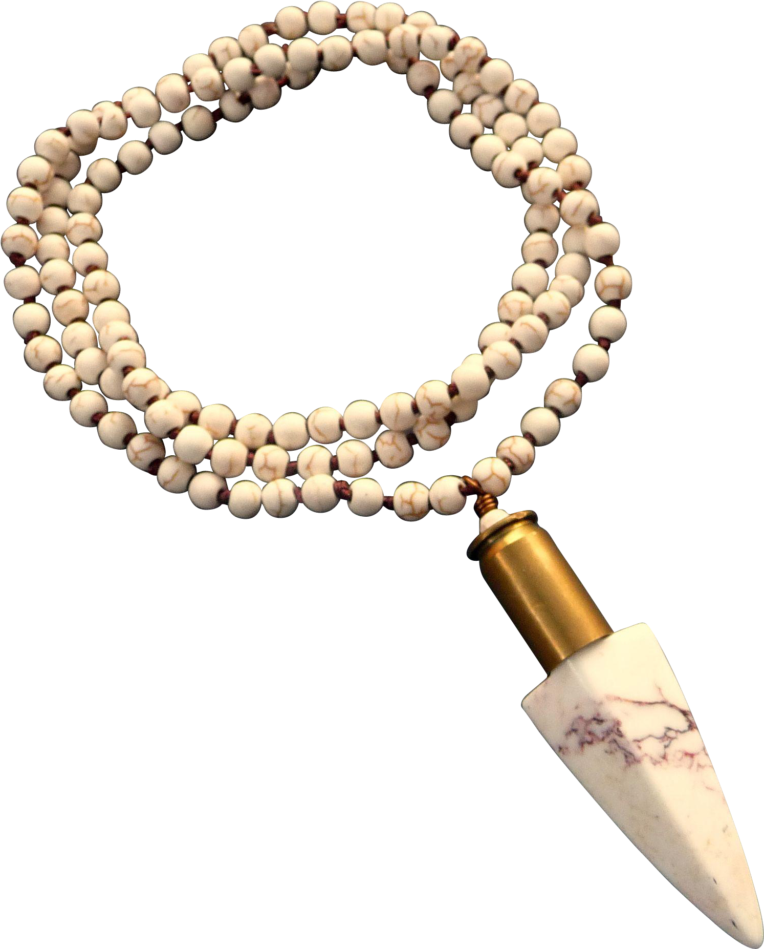 Download Natural Howlite Bullet Shell Arrowhead Long Necklaceg - Rifle ...
