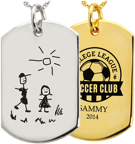 Wholesale Personalized Dog Tag Jewelry Front Drawing, - Baby Handprint On Dog Tag Keepsake (500x500), Png Download