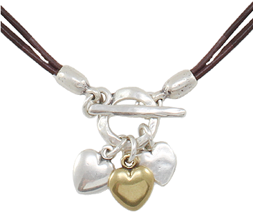 "my Little Hearts" Necklace - Danon Jewellery Brown Leather Small Hearts Necklace (365x360), Png Download
