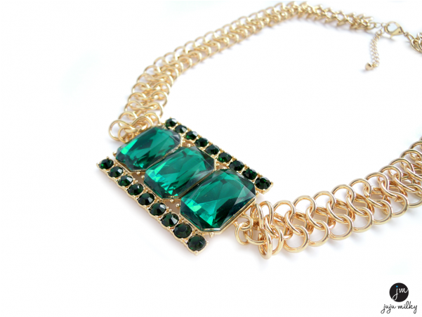 Emerald Gem Multilink Chain Necklace - Necklace (600x600), Png Download