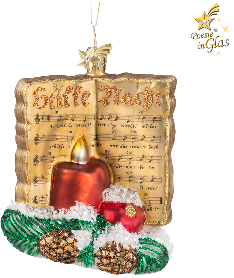 Music Sheet With Fir Branch, Special Edition "silent - Christmas Ornament (1000x1000), Png Download