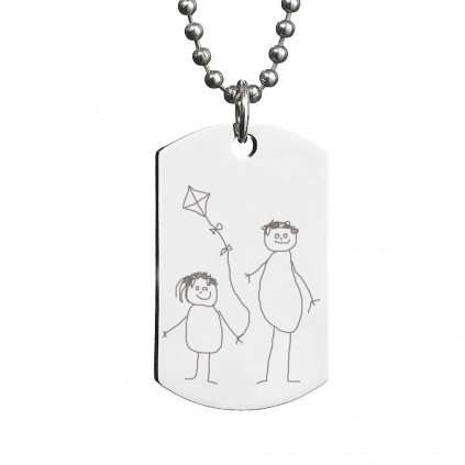 Stainless Steel Childrens Drawing Dog Tag Necklace - Stainless Steel (423x423), Png Download