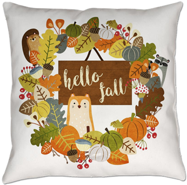 1818 "hello Fall Wreath" Cotton Twill Pillow - Cotton (460x460), Png Download