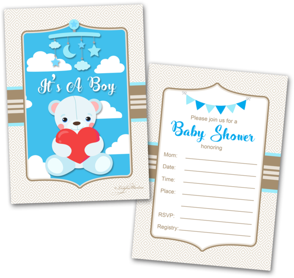 20 Baby Shower Cards And 20 Envelopes 'it's A Boy' - Baby Shower (600x600), Png Download
