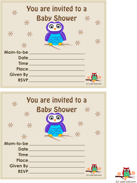 Cute Owl Boy Baby Shower Invitations - Greeting Card (612x756), Png Download