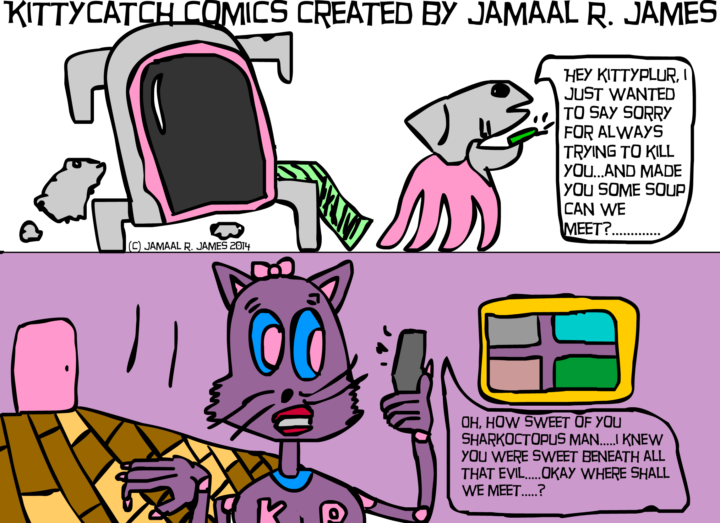 Kitty Catch Comic Strip Created By Jamaal R - Comics (2292x1667), Png Download