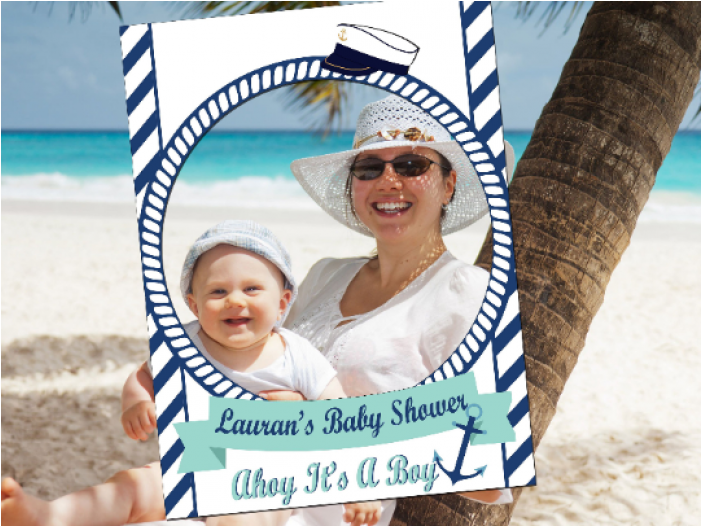 Download Anchor Sailor Theme Baby Shower Frame Prop, Baby Boy, - Selfie Frames For Baby Shower ...