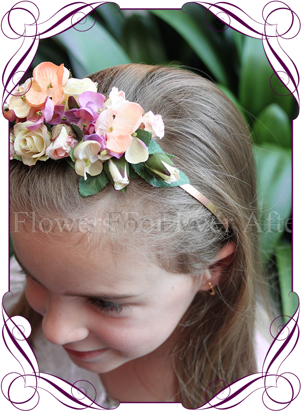 Autumn Fall Pastel Flower Girl Headband Floral Hair - Headband (608x822), Png Download