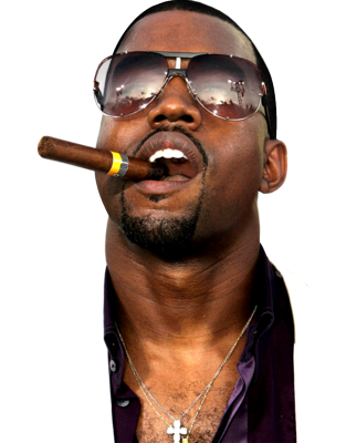 Kanye West Smoking Cigar (313x400), Png Download