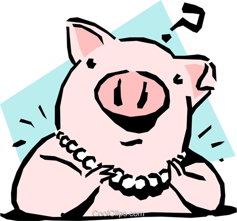 Miss Piggy Royalty Free Vector Clip Art Illustration - Pig With Necklace Clipart (480x448), Png Download