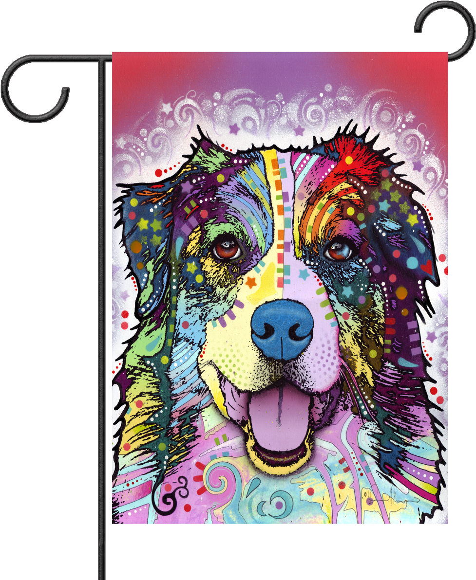 Australian Shepard Garden Flag - Dean Russo Border Collie (1043x1200), Png Download
