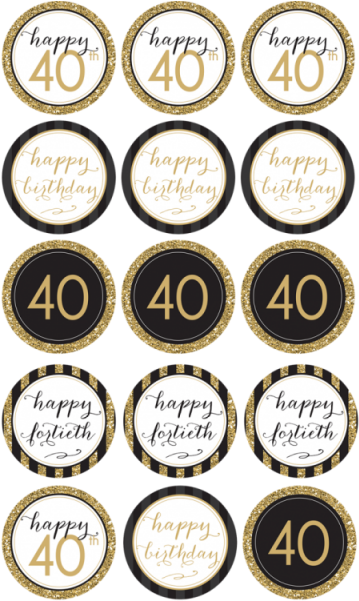 Happy 40th Birthday Cupcakes - Happy 25th Birthday Cake Topper (600x600), Png Download