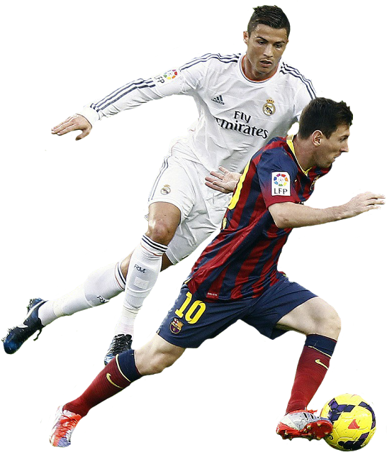 Messi Vs Chicharito 2013 - Messi Y Cristiano Ronaldo Png (554x640), Png Download