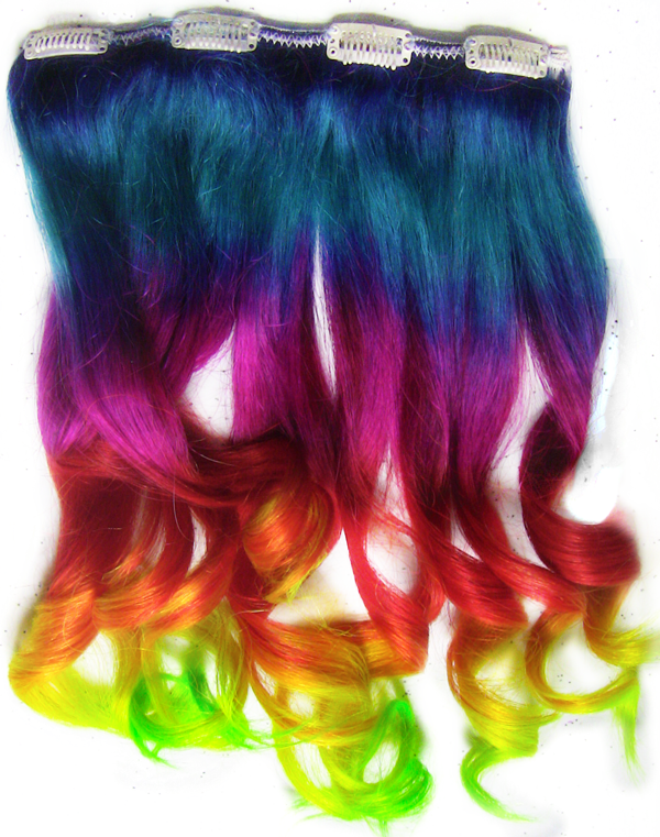 Image Library Hand Dyed Rainbow Extensions - Rainbow Hair Extension (600x761), Png Download