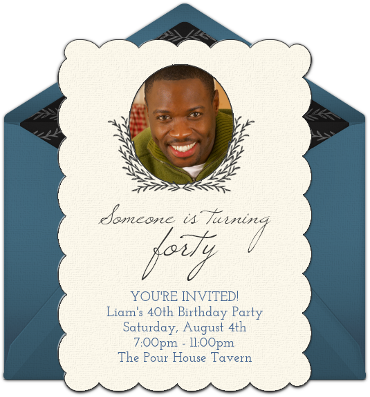 40th Birthday Photo Online Invitation - Place Card (650x650), Png Download